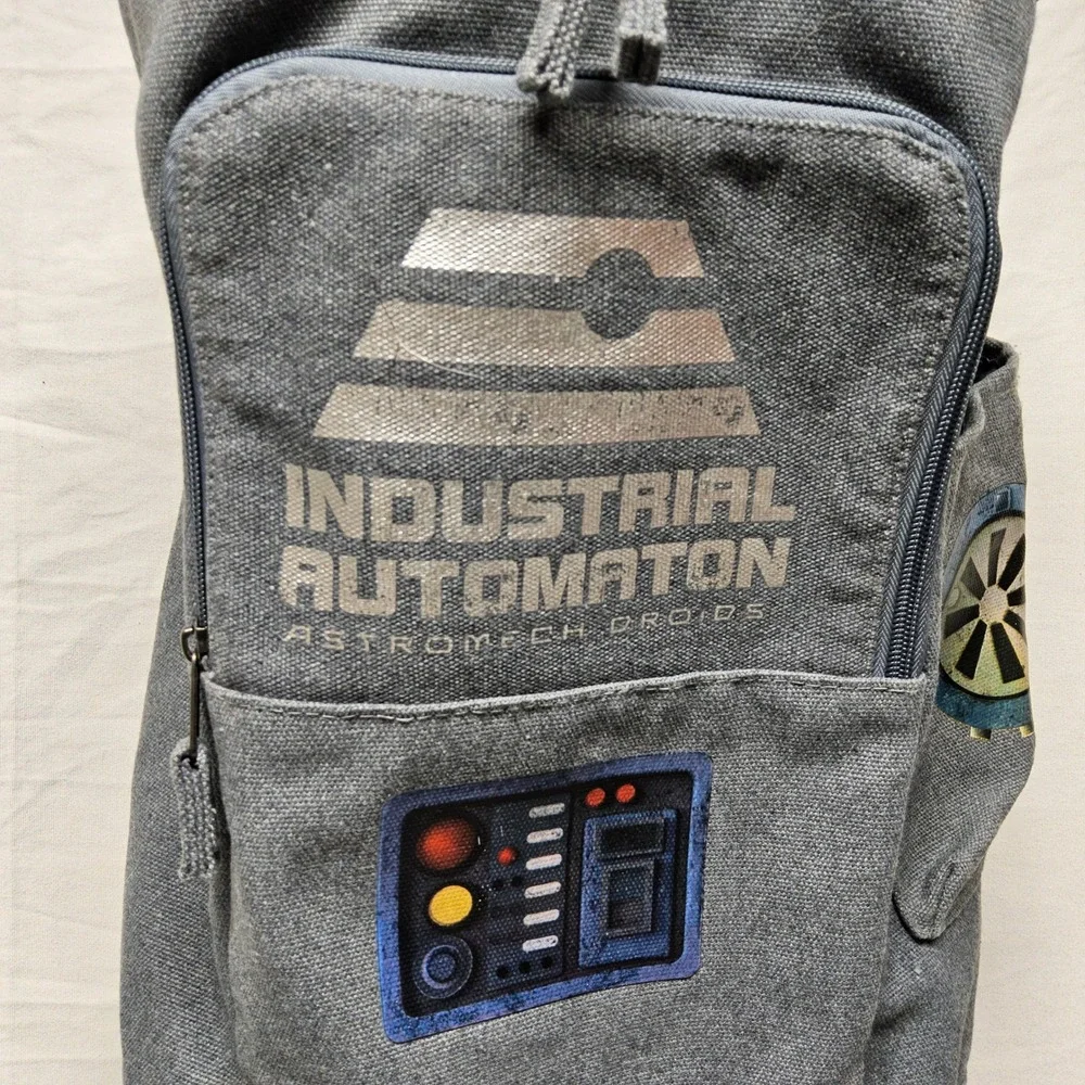 Disney Star Wars Galaxys Edge Droid Depot Backpack Gray Canvas Industrial Bag
